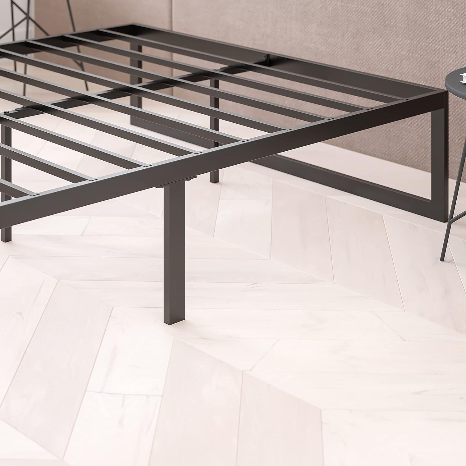 imageFlash Furniture Lana 14 Inch Metal Platform Bed Frame No Box Spring Needed with Steel Slat Support and Quick Lock Functionality FullTwin