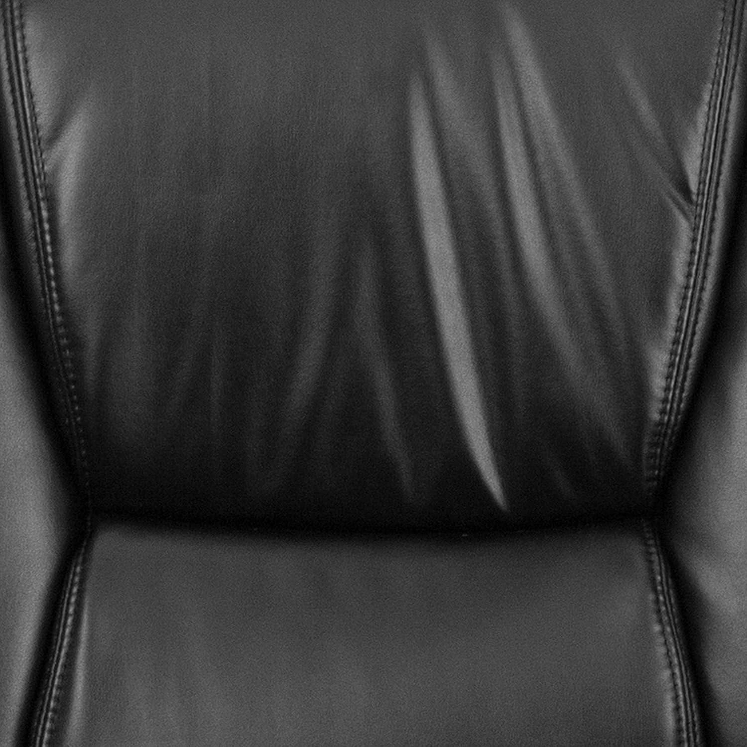 imageFlash Furniture LeatherSoft Executive Reception Chair with Padded Armrests and Sled Base Upholstered Side Chair for Living Room or Office Black