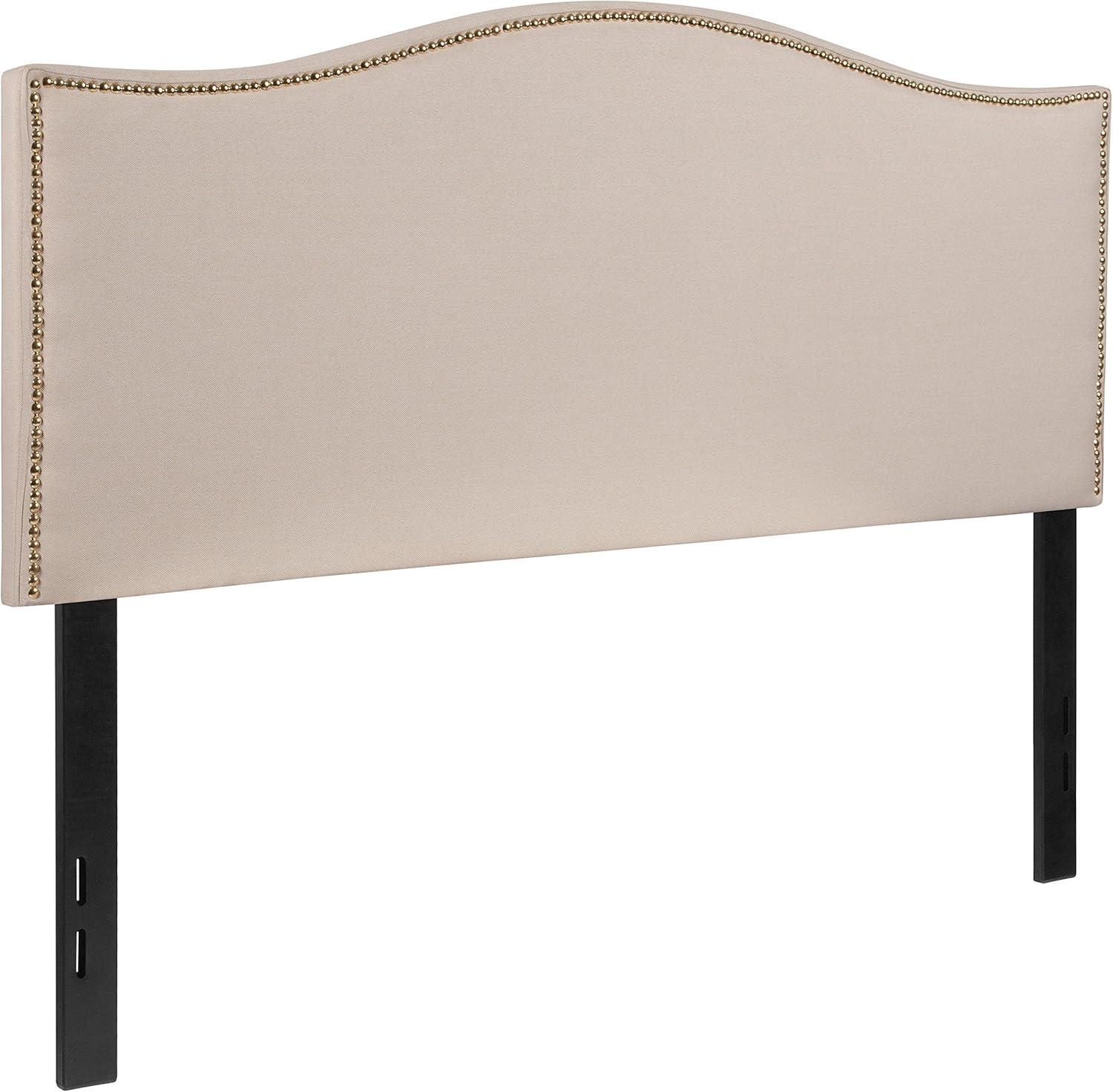 imageFlash Furniture Lexington Upholstered Twin Size Headboard with Accent Nail Trim in White FabricBeige