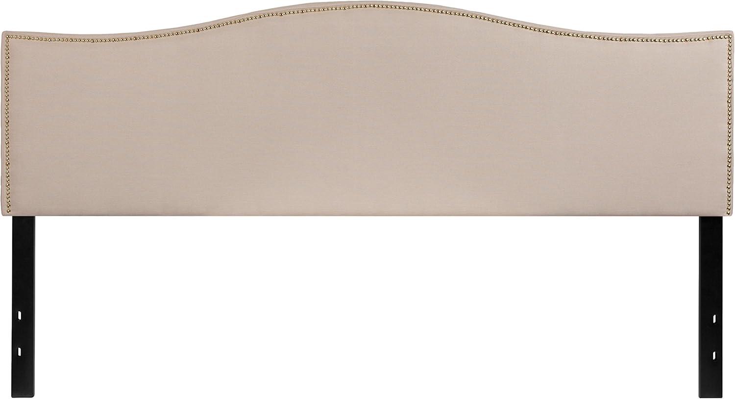 imageFlash Furniture Lexington Upholstered Twin Size Headboard with Accent Nail Trim in White FabricBeige
