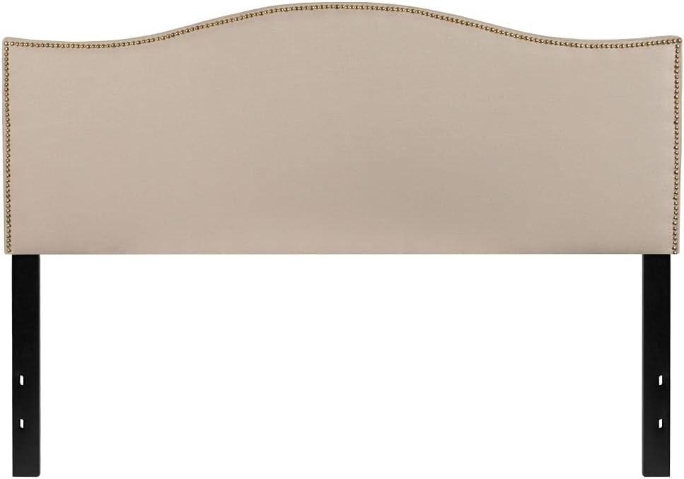 imageFlash Furniture Lexington Upholstered Twin Size Headboard with Accent Nail Trim in White FabricBeige