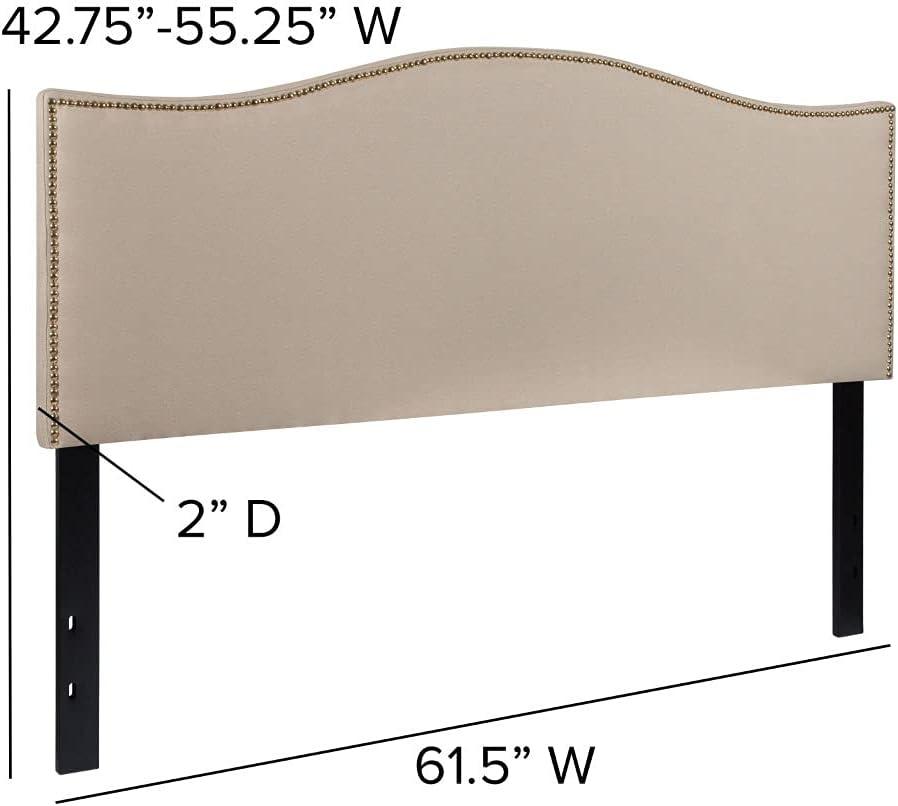 imageFlash Furniture Lexington Upholstered Twin Size Headboard with Accent Nail Trim in White FabricBeige