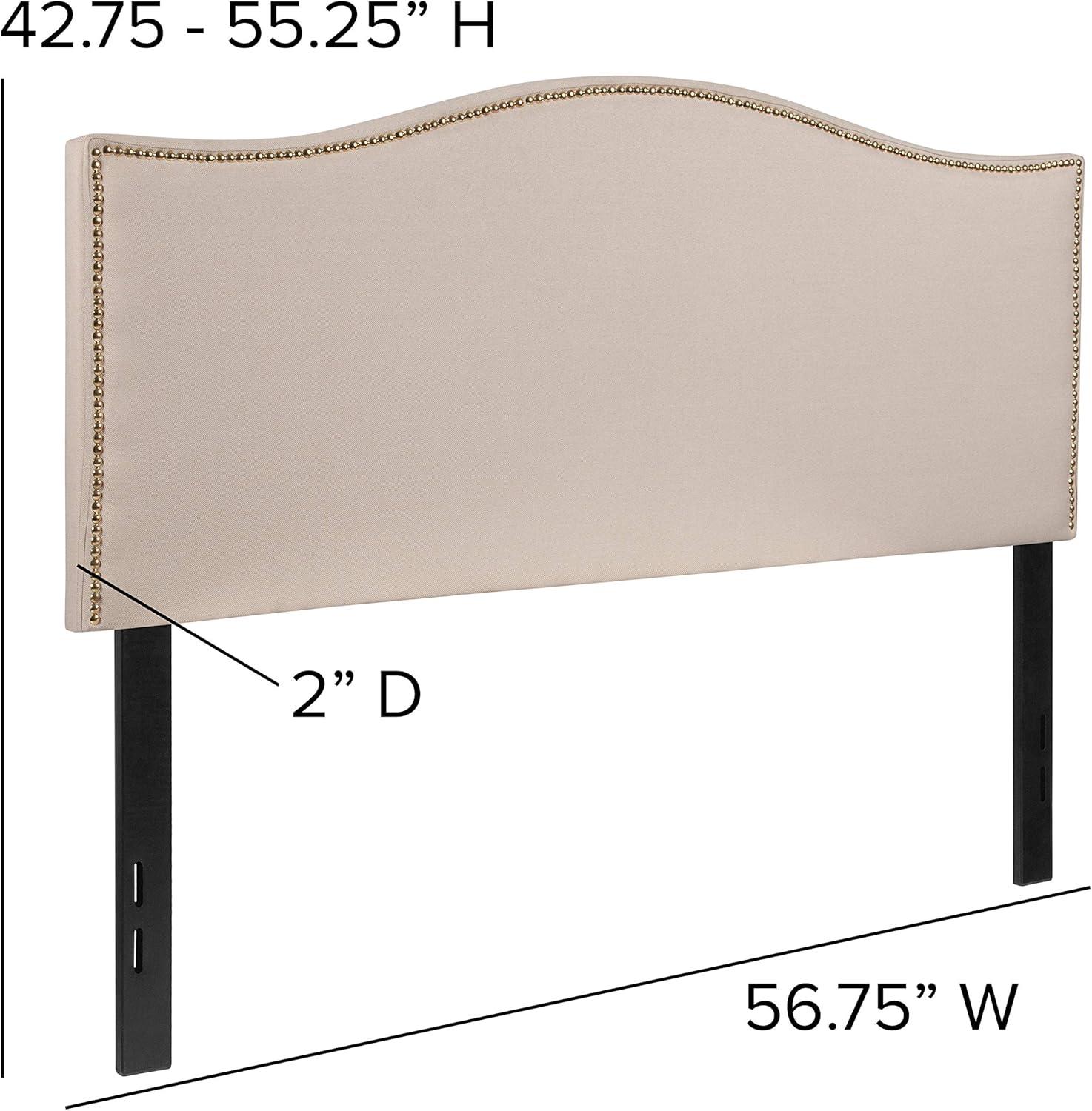 imageFlash Furniture Lexington Upholstered Twin Size Headboard with Accent Nail Trim in White FabricBeige