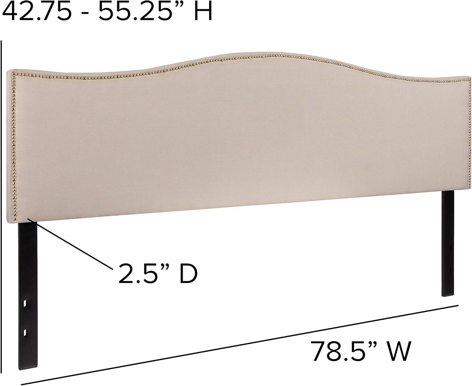 imageFlash Furniture Lexington Upholstered Twin Size Headboard with Accent Nail Trim in White FabricBeige