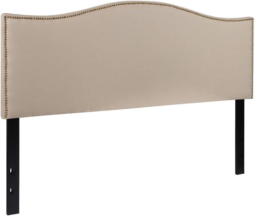 imageFlash Furniture Lexington Upholstered Twin Size Headboard with Accent Nail Trim in White FabricBeige