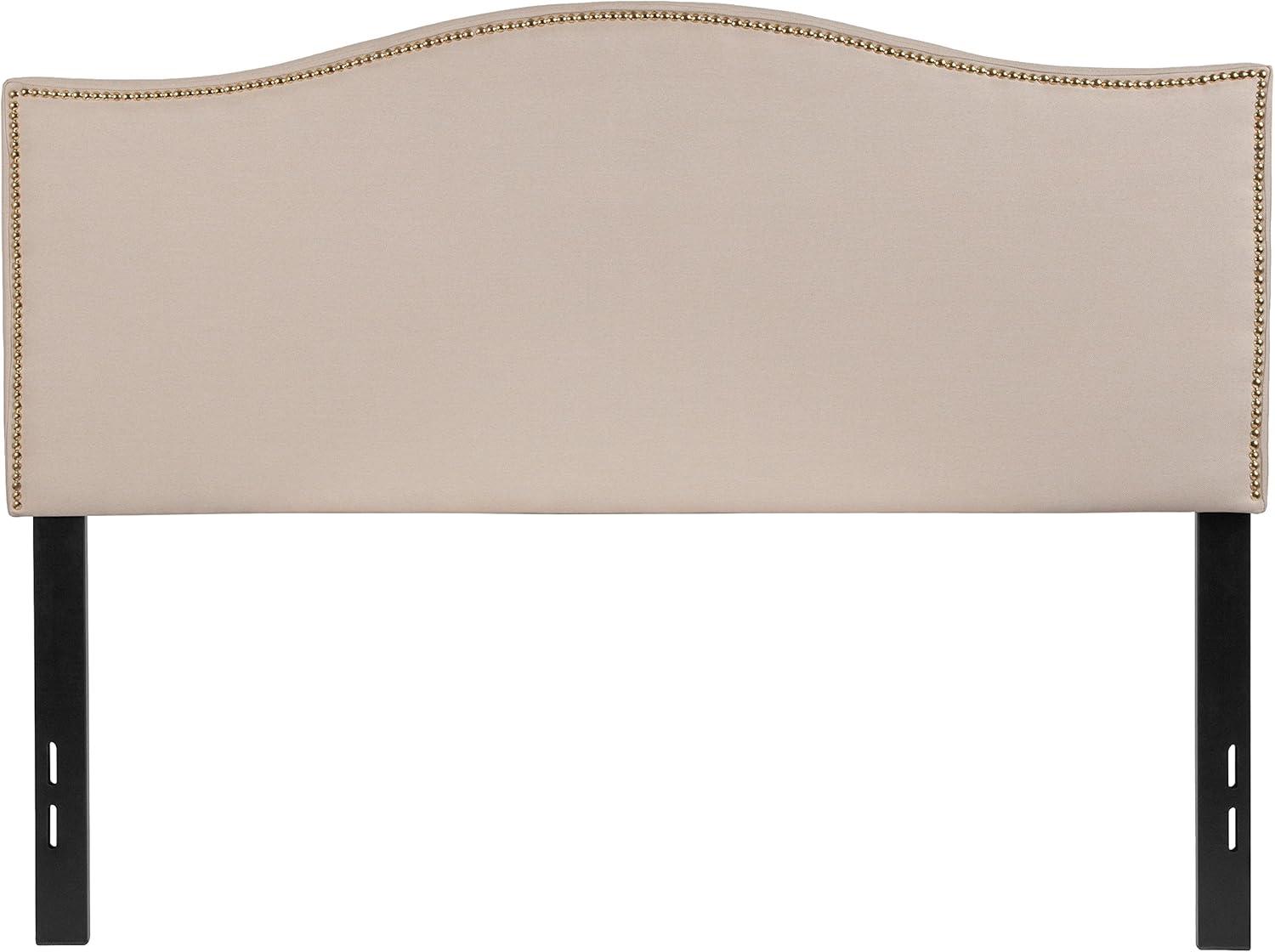 imageFlash Furniture Lexington Upholstered Twin Size Headboard with Accent Nail Trim in White FabricBeige