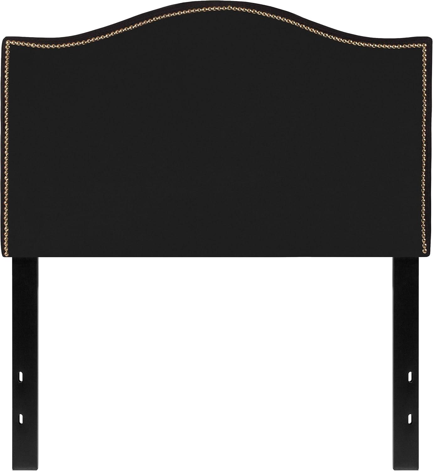 imageFlash Furniture Lexington Upholstered Twin Size Headboard with Accent Nail Trim in White FabricBlack