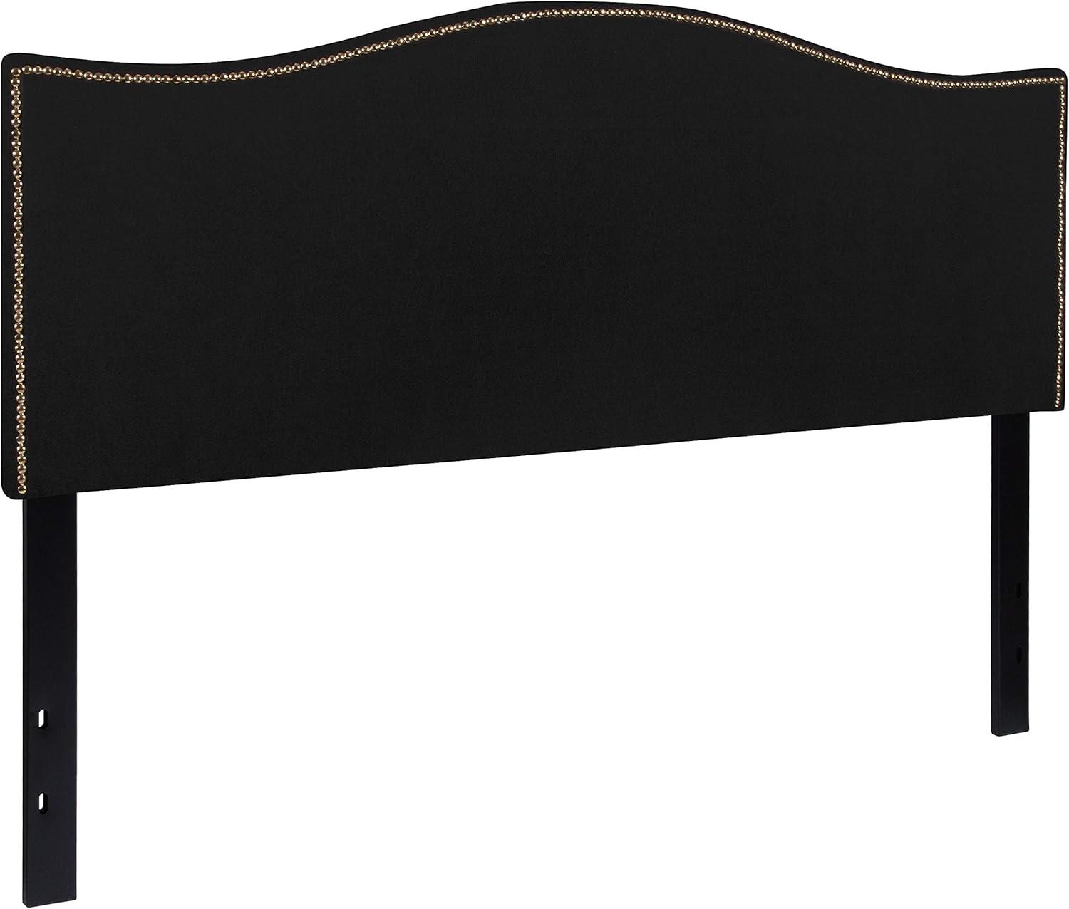 imageFlash Furniture Lexington Upholstered Twin Size Headboard with Accent Nail Trim in White FabricBlack