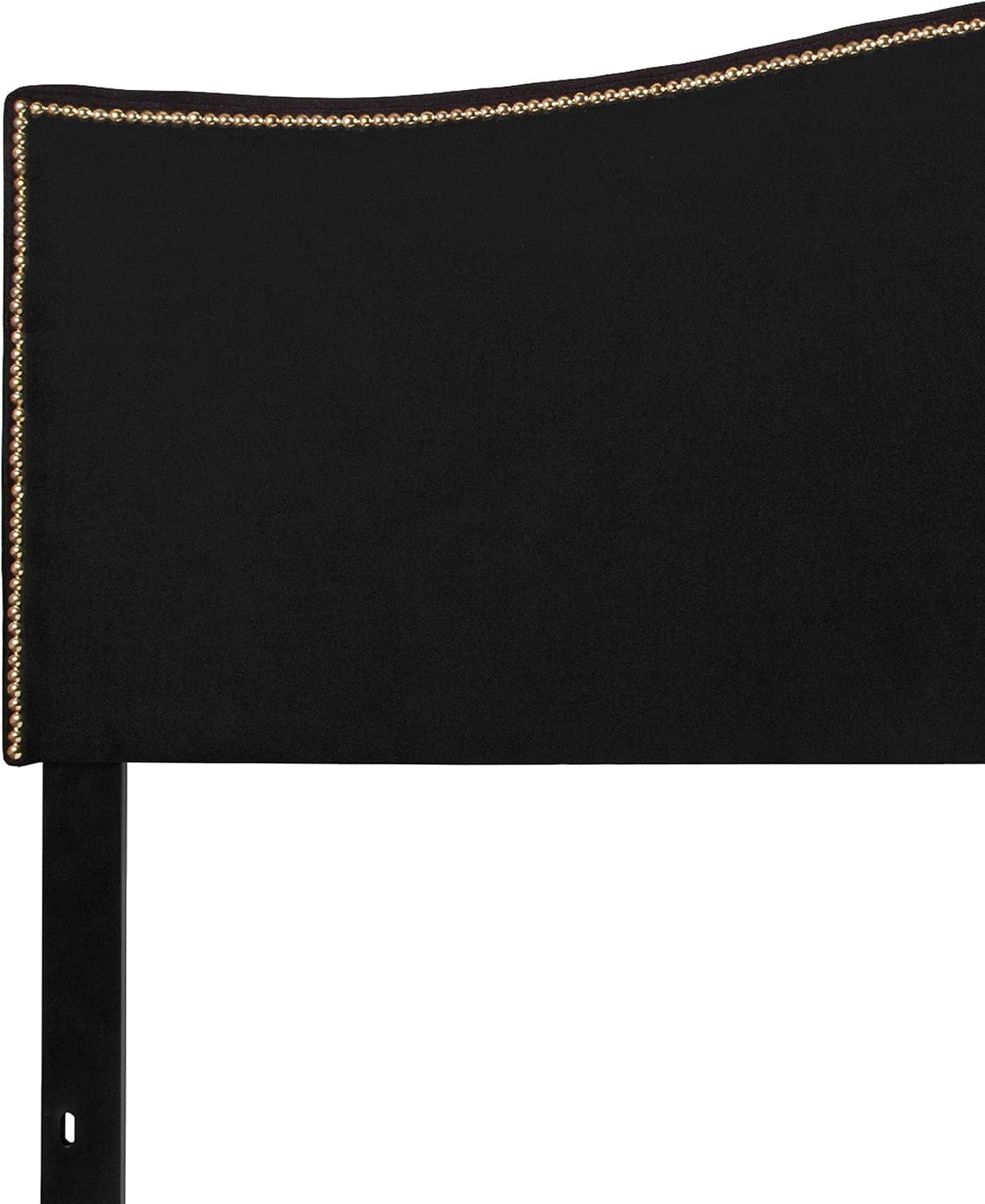 imageFlash Furniture Lexington Upholstered Twin Size Headboard with Accent Nail Trim in White FabricBlack