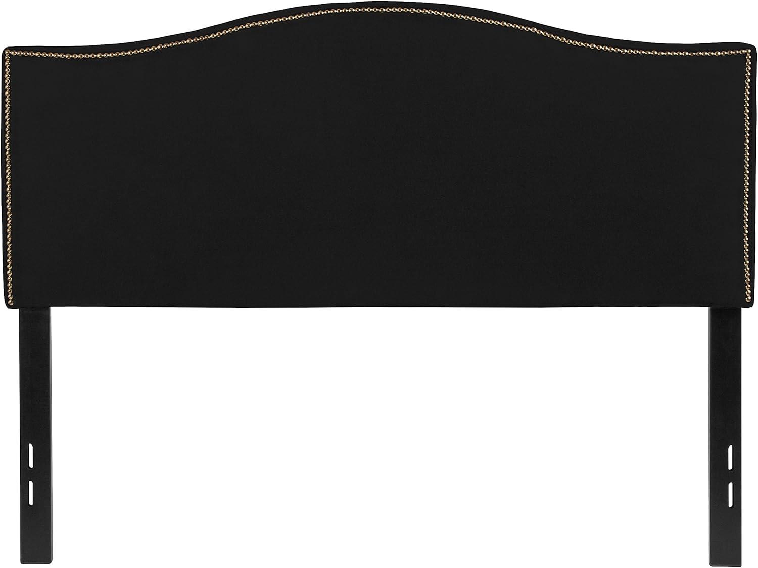 imageFlash Furniture Lexington Upholstered Twin Size Headboard with Accent Nail Trim in White FabricBlack