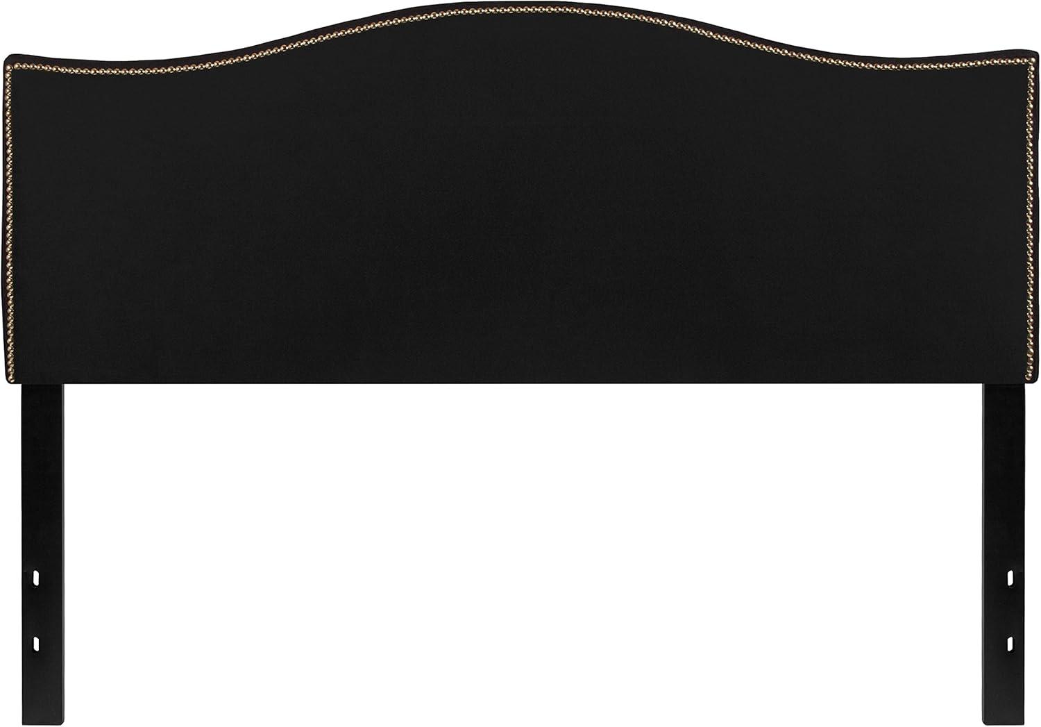 imageFlash Furniture Lexington Upholstered Twin Size Headboard with Accent Nail Trim in White FabricBlack
