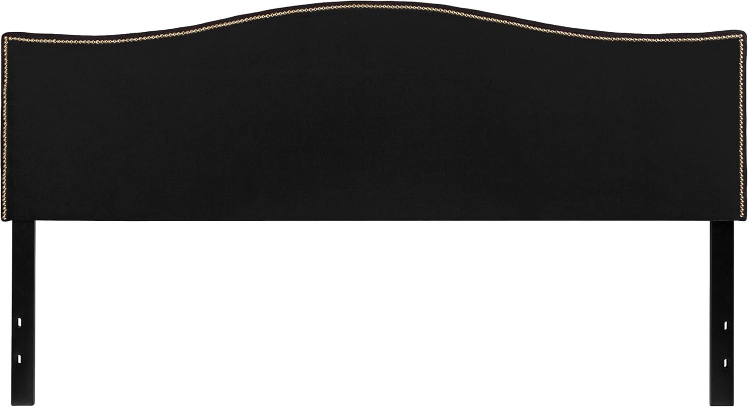 imageFlash Furniture Lexington Upholstered Twin Size Headboard with Accent Nail Trim in White FabricBlack