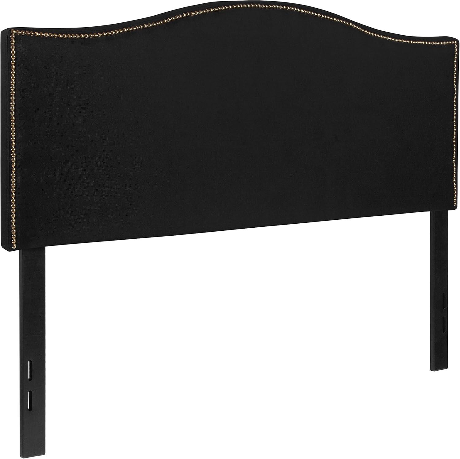 imageFlash Furniture Lexington Upholstered Twin Size Headboard with Accent Nail Trim in White FabricBlack