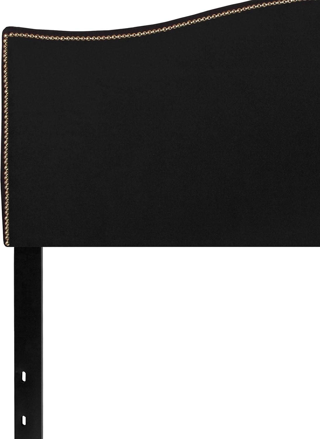 imageFlash Furniture Lexington Upholstered Twin Size Headboard with Accent Nail Trim in White FabricBlack