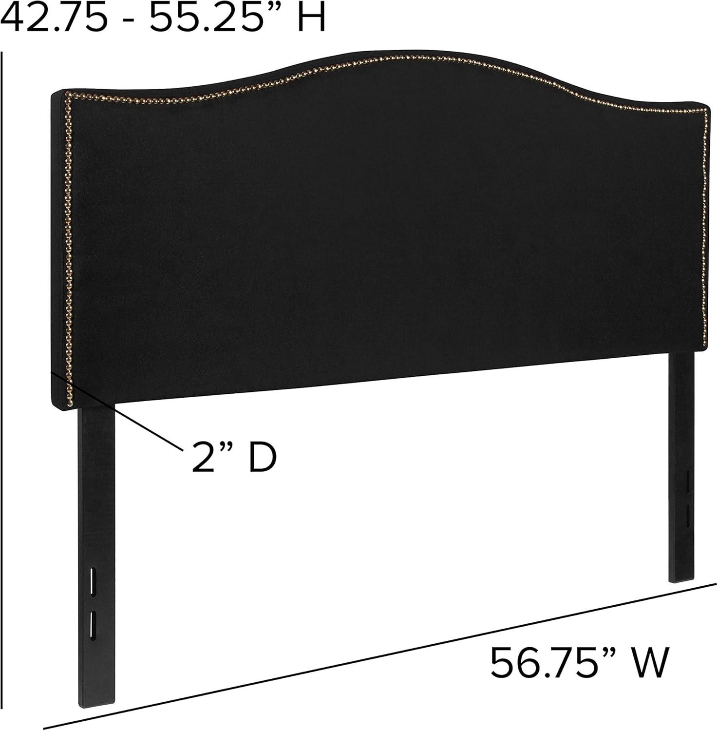 imageFlash Furniture Lexington Upholstered Twin Size Headboard with Accent Nail Trim in White FabricBlack