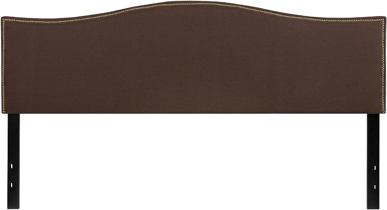 imageFlash Furniture Lexington Upholstered Twin Size Headboard with Accent Nail Trim in White FabricDark Brown