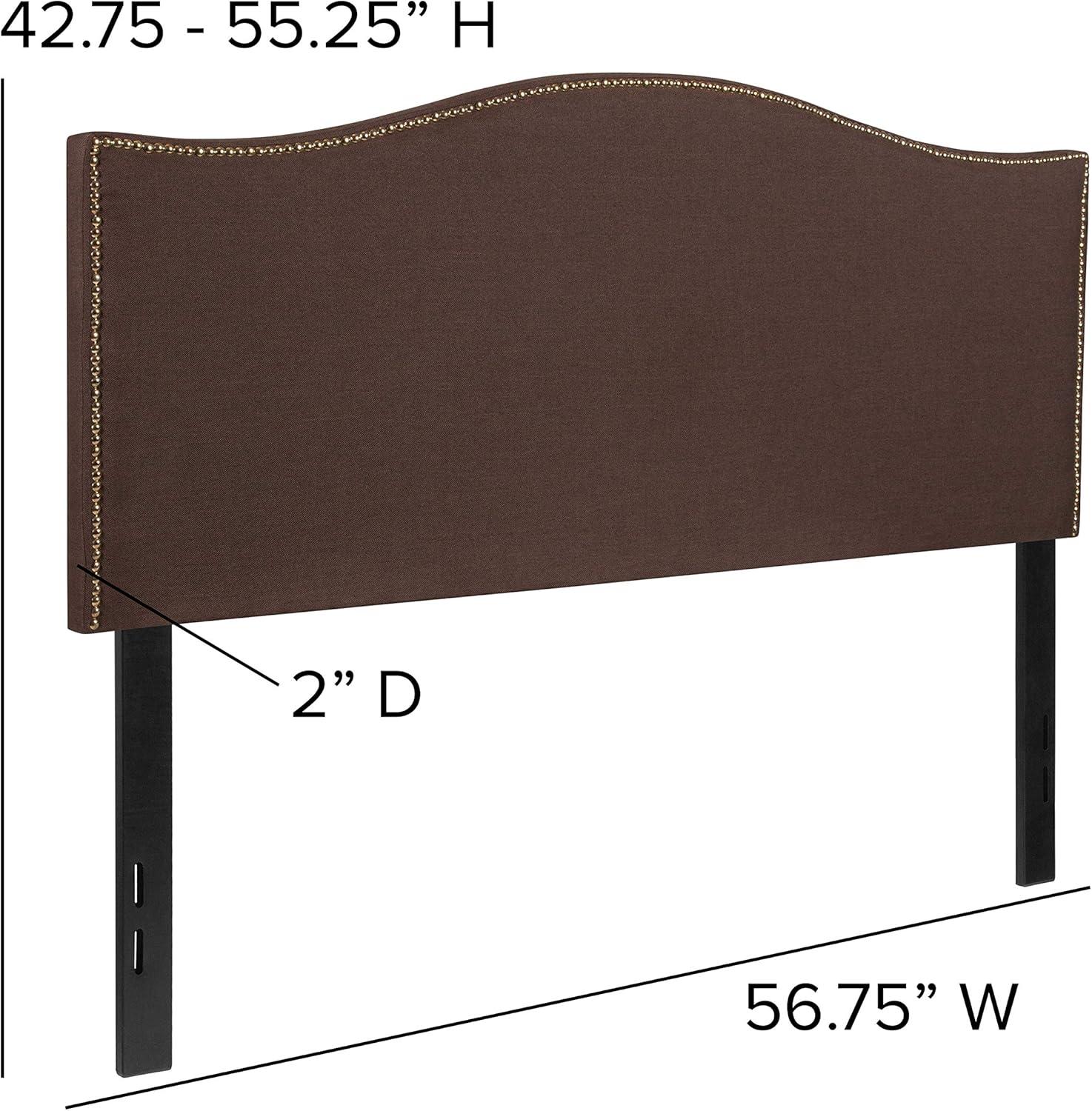 imageFlash Furniture Lexington Upholstered Twin Size Headboard with Accent Nail Trim in White FabricDark Brown
