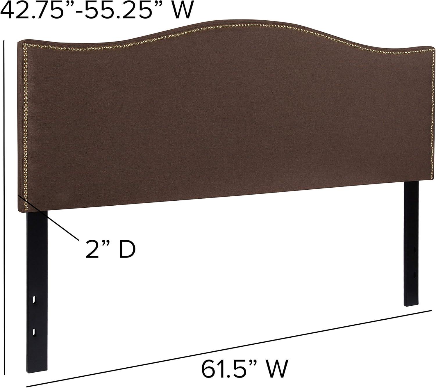 imageFlash Furniture Lexington Upholstered Twin Size Headboard with Accent Nail Trim in White FabricDark Brown