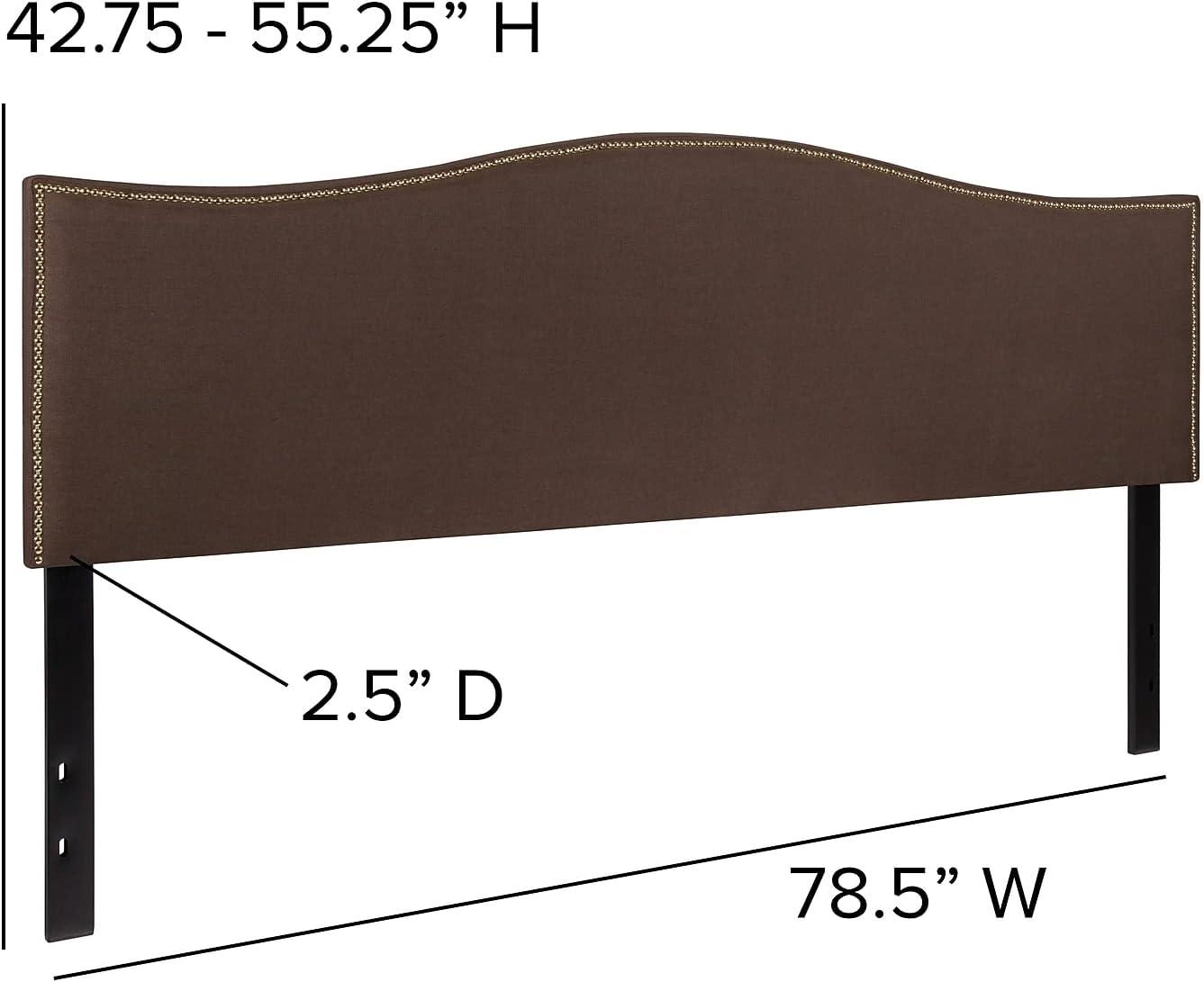 imageFlash Furniture Lexington Upholstered Twin Size Headboard with Accent Nail Trim in White FabricDark Brown