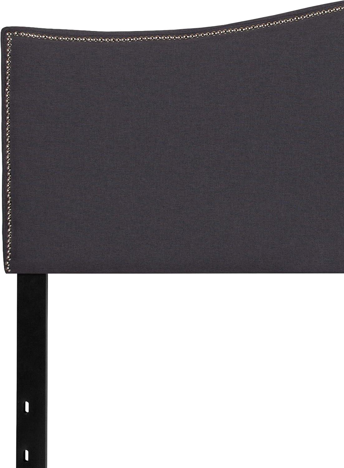 imageFlash Furniture Lexington Upholstered Twin Size Headboard with Accent Nail Trim in White FabricDark Gray