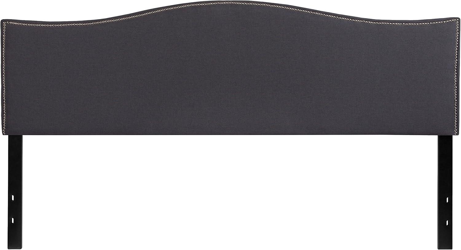 imageFlash Furniture Lexington Upholstered Twin Size Headboard with Accent Nail Trim in White FabricDark Gray