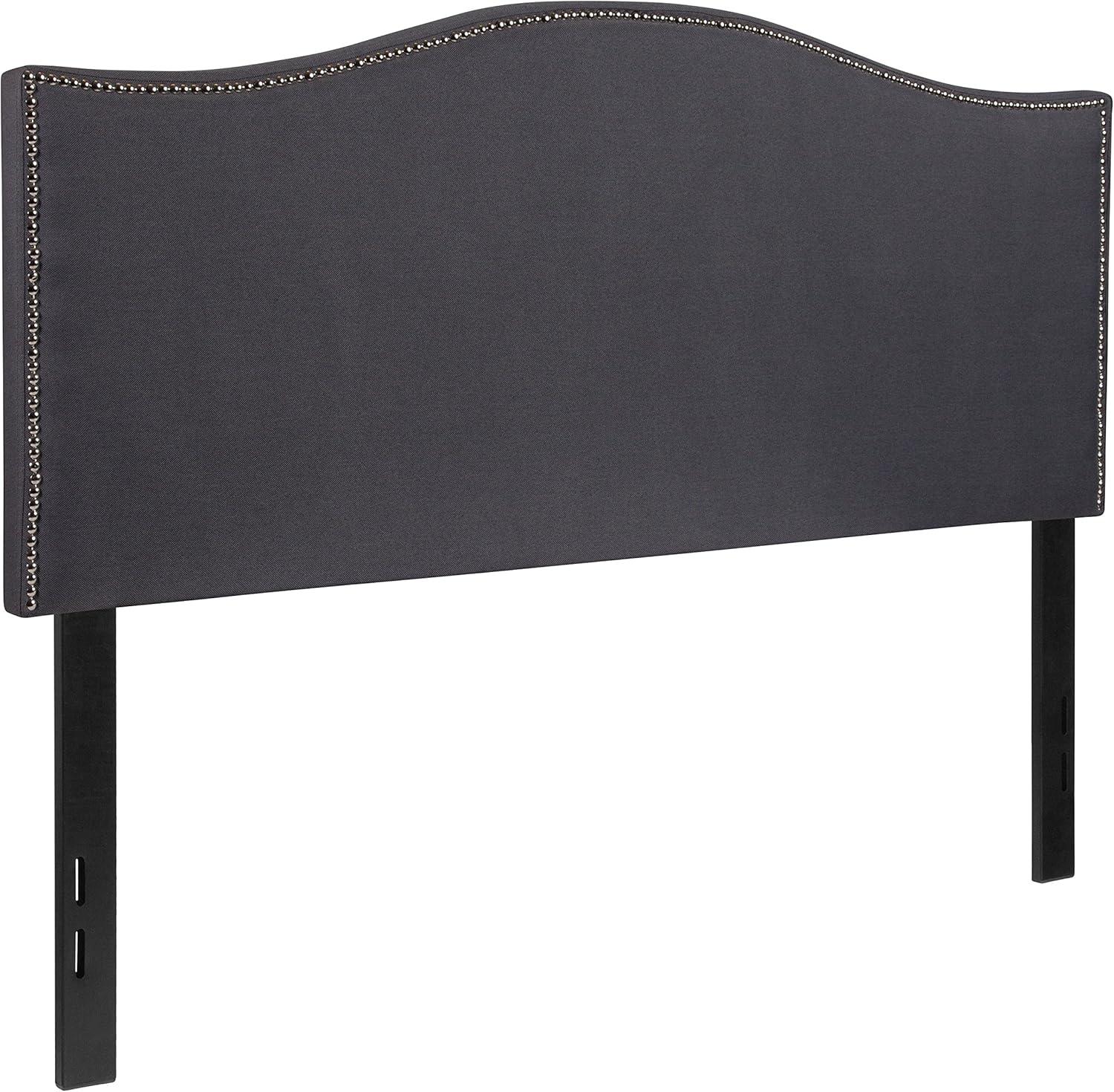 imageFlash Furniture Lexington Upholstered Twin Size Headboard with Accent Nail Trim in White FabricDark Gray