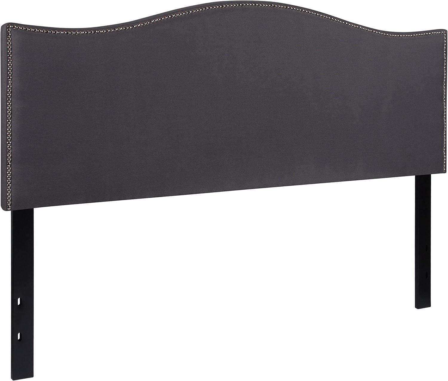 imageFlash Furniture Lexington Upholstered Twin Size Headboard with Accent Nail Trim in White FabricDark Gray