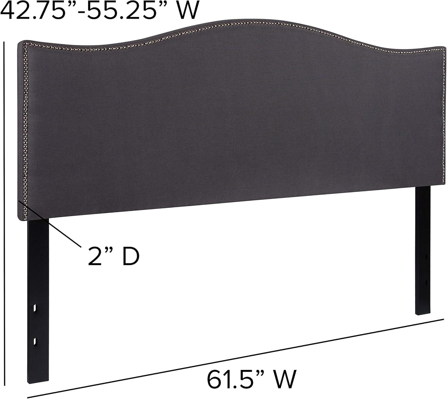 imageFlash Furniture Lexington Upholstered Twin Size Headboard with Accent Nail Trim in White FabricDark Gray