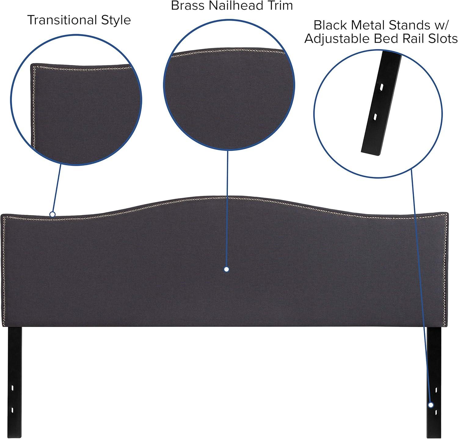 imageFlash Furniture Lexington Upholstered Twin Size Headboard with Accent Nail Trim in White FabricDark Gray
