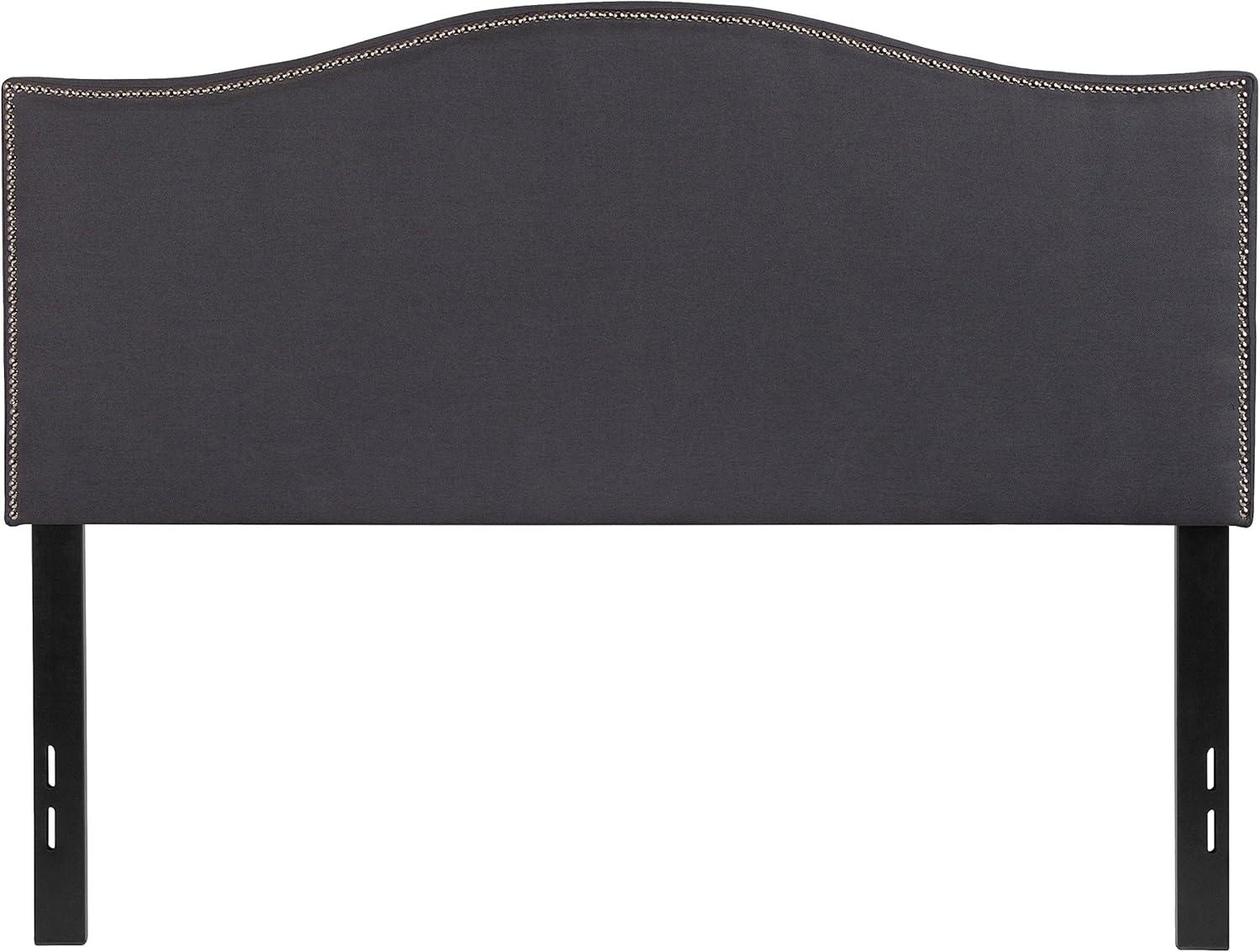imageFlash Furniture Lexington Upholstered Twin Size Headboard with Accent Nail Trim in White FabricDark Gray