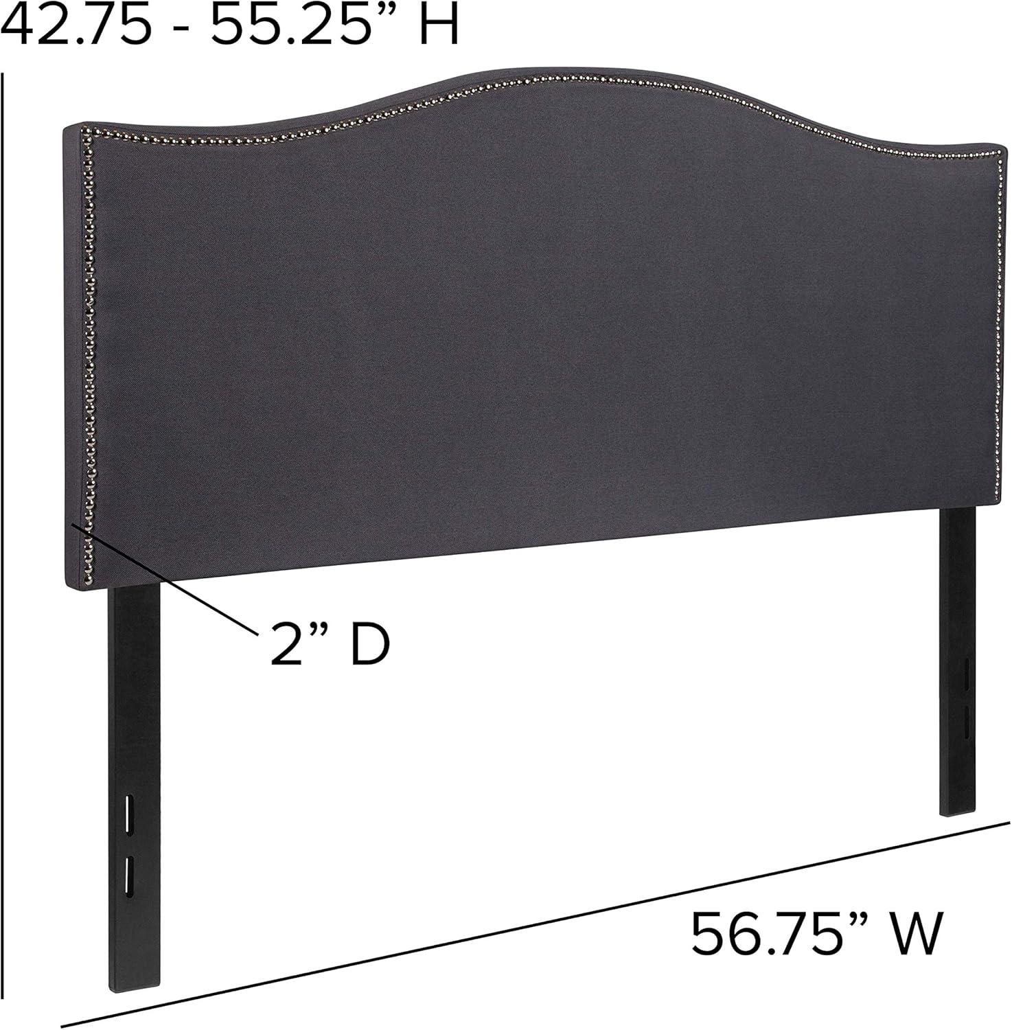 imageFlash Furniture Lexington Upholstered Twin Size Headboard with Accent Nail Trim in White FabricDark Gray