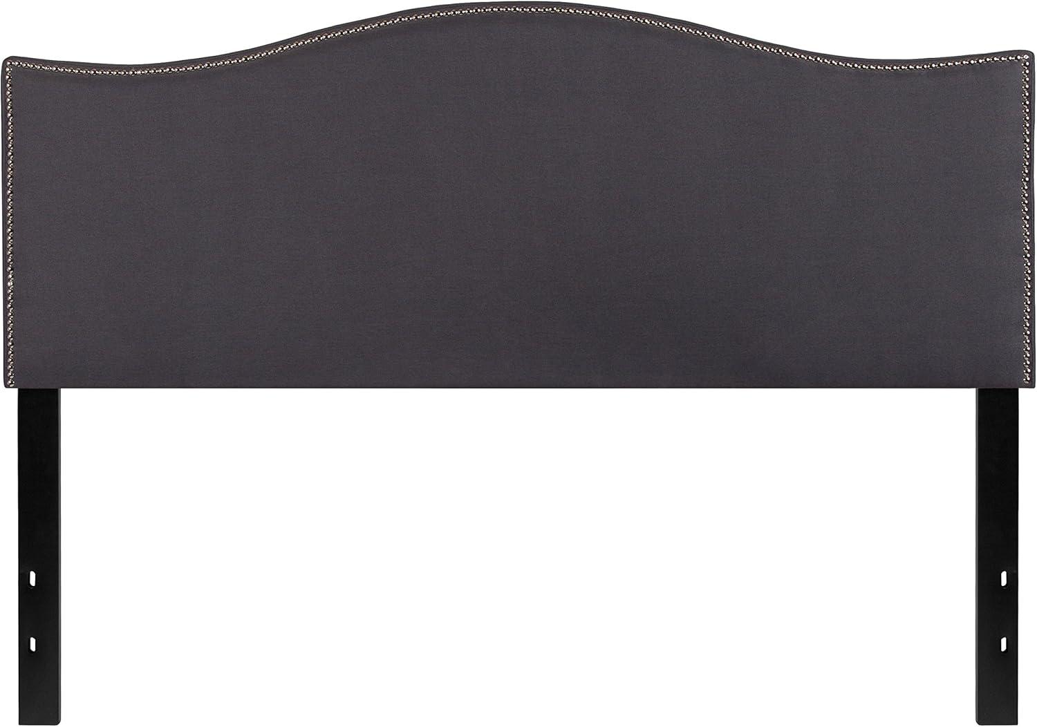 imageFlash Furniture Lexington Upholstered Twin Size Headboard with Accent Nail Trim in White FabricDark Gray