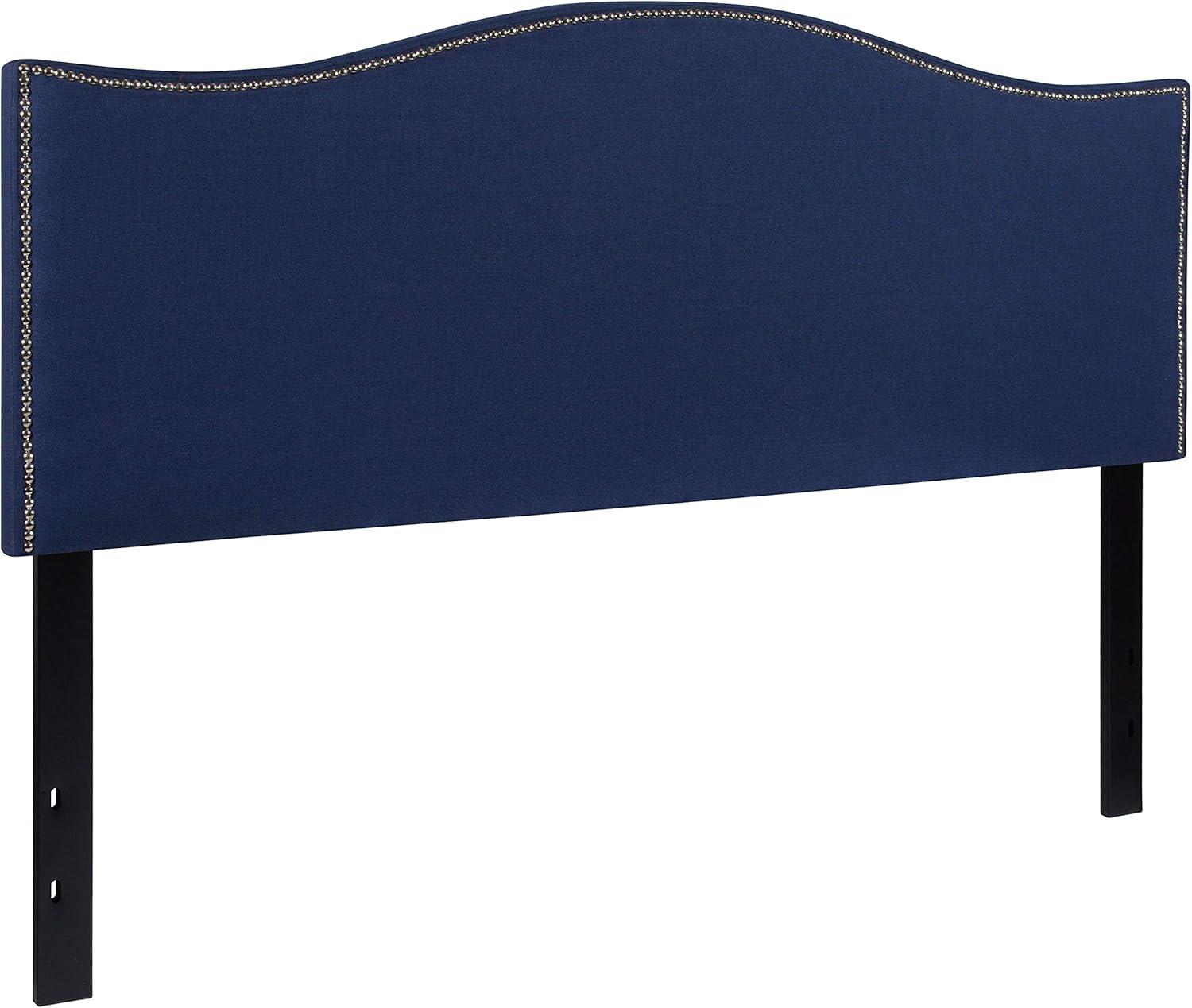 imageFlash Furniture Lexington Upholstered Twin Size Headboard with Accent Nail Trim in White FabricNavy