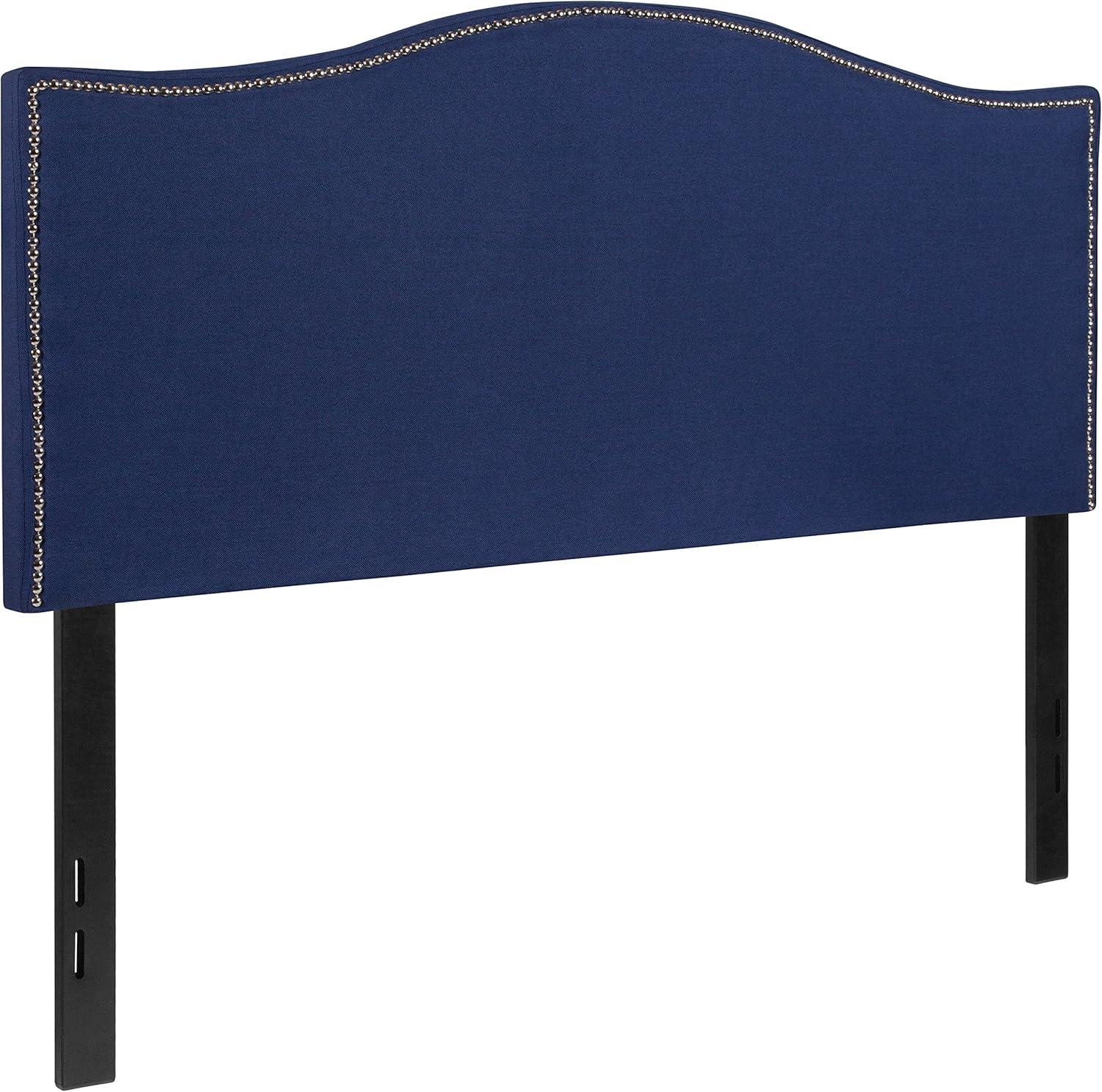 imageFlash Furniture Lexington Upholstered Twin Size Headboard with Accent Nail Trim in White FabricNavy