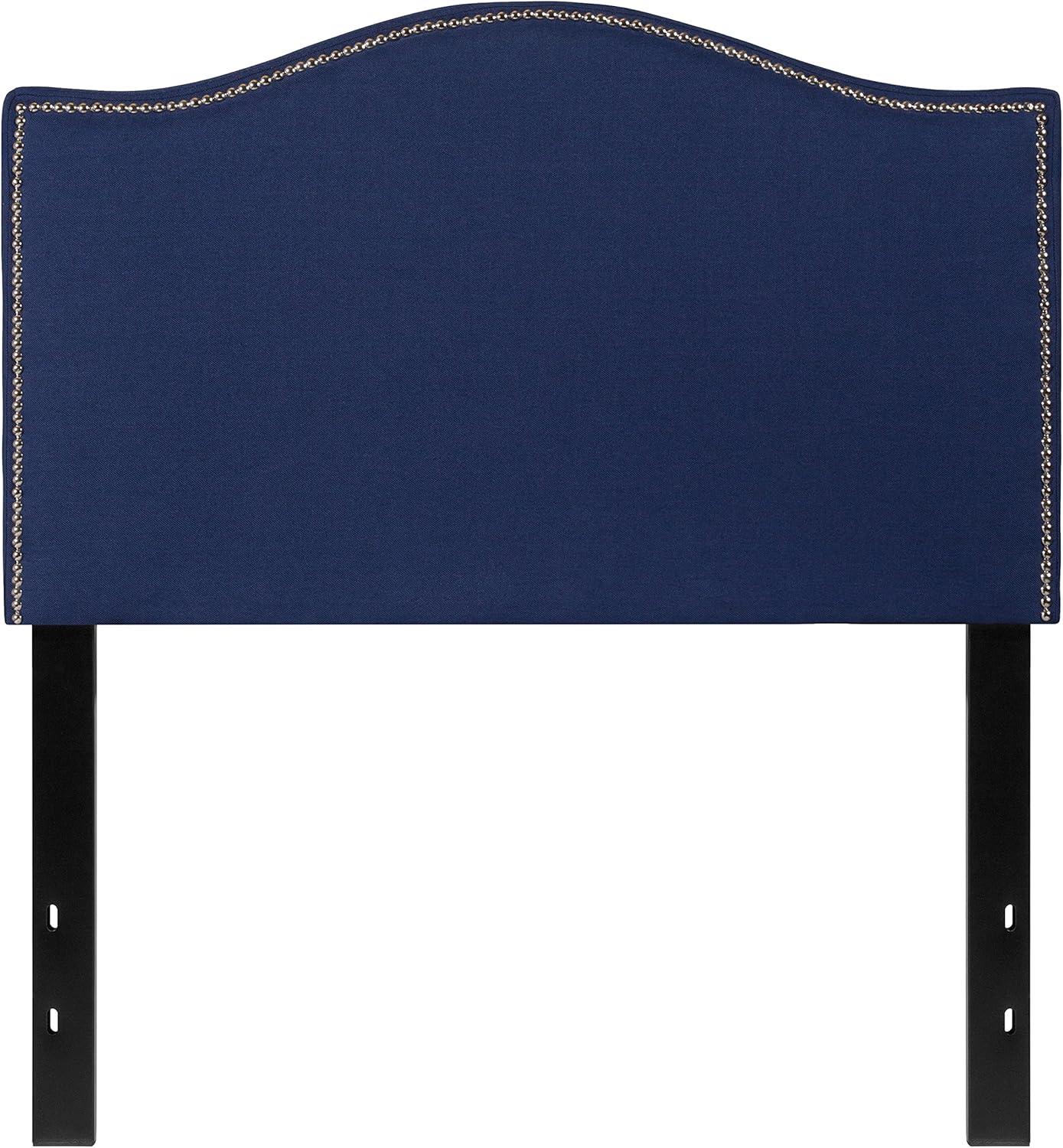 imageFlash Furniture Lexington Upholstered Twin Size Headboard with Accent Nail Trim in White FabricNavy
