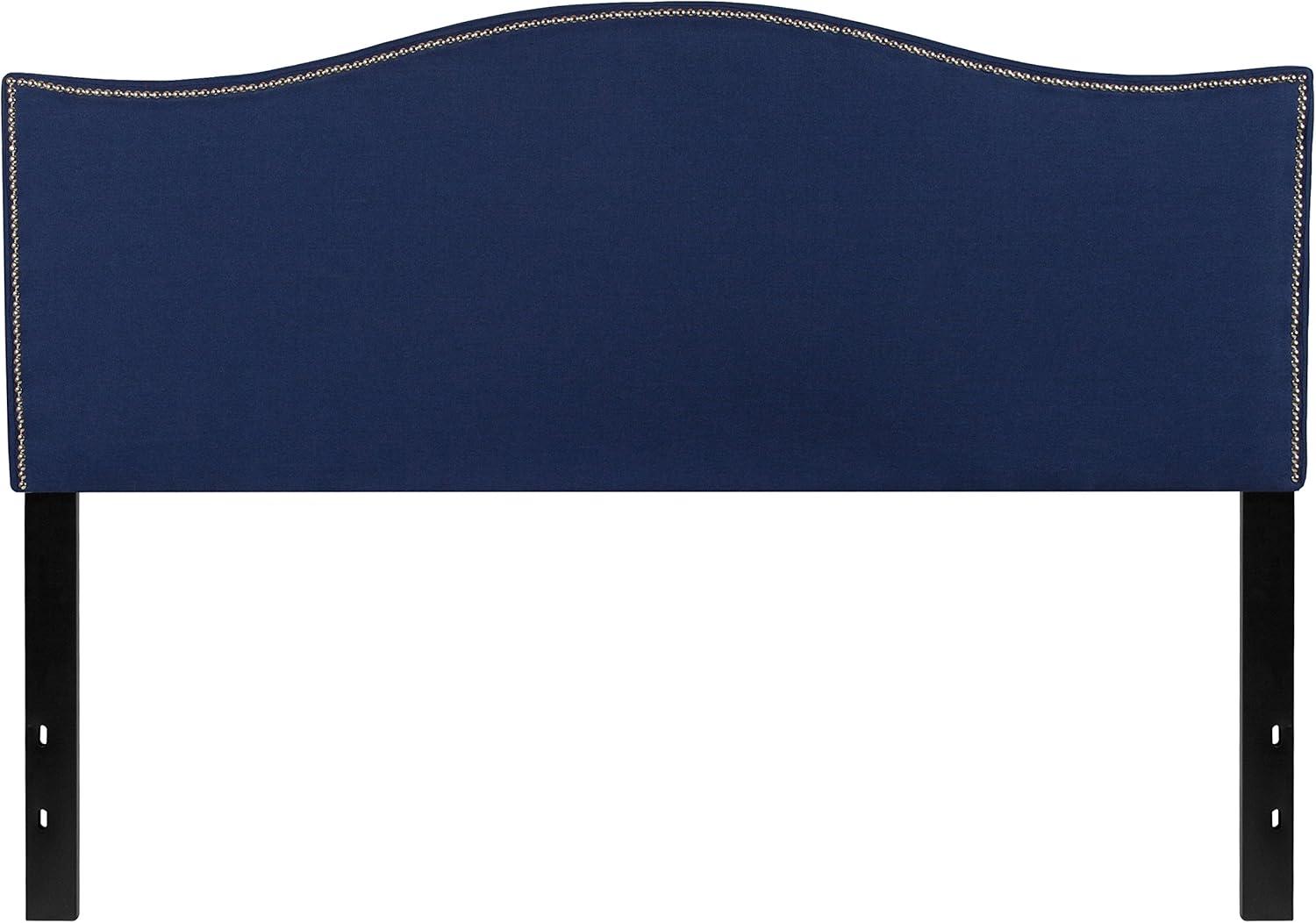 imageFlash Furniture Lexington Upholstered Twin Size Headboard with Accent Nail Trim in White FabricNavy