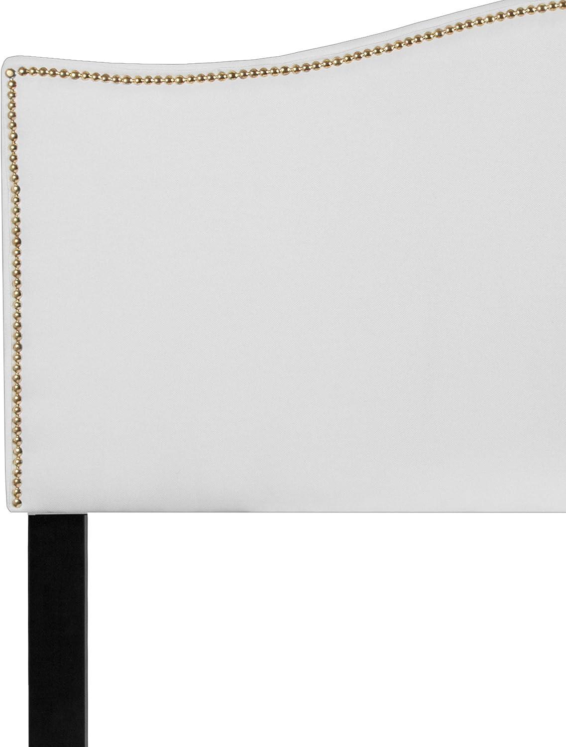 imageFlash Furniture Lexington Upholstered Twin Size Headboard with Accent Nail Trim in White FabricWhite