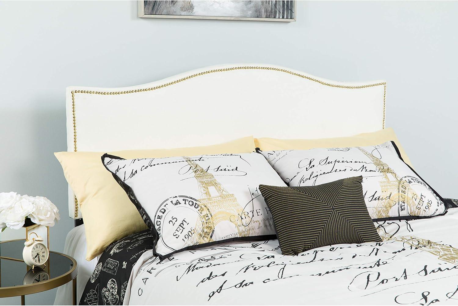 imageFlash Furniture Lexington Upholstered Twin Size Headboard with Accent Nail Trim in White FabricWhite
