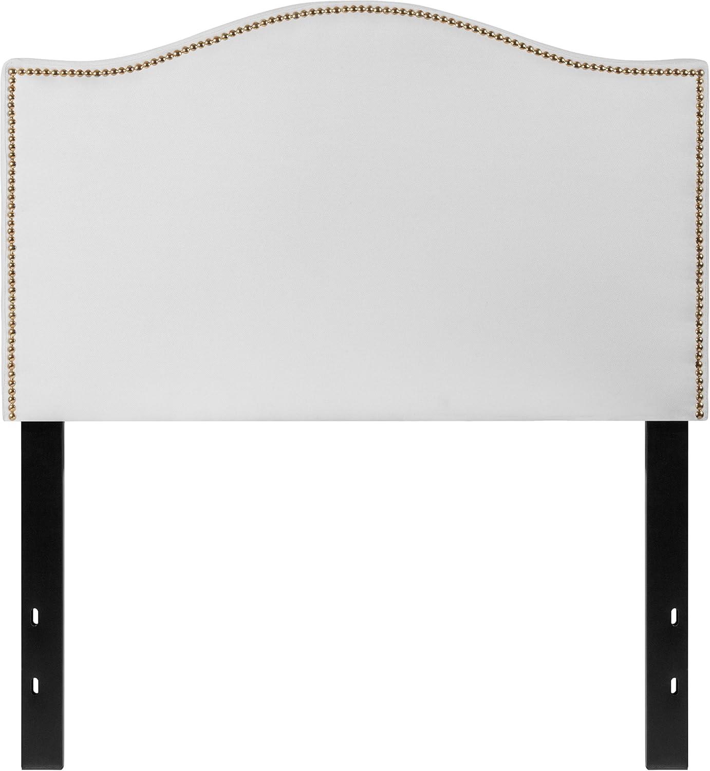 imageFlash Furniture Lexington Upholstered Twin Size Headboard with Accent Nail Trim in White FabricWhite
