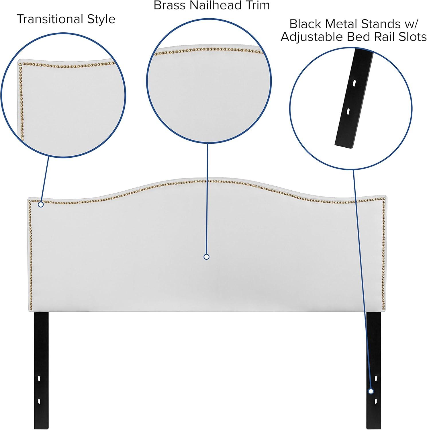 imageFlash Furniture Lexington Upholstered Twin Size Headboard with Accent Nail Trim in White FabricWhite
