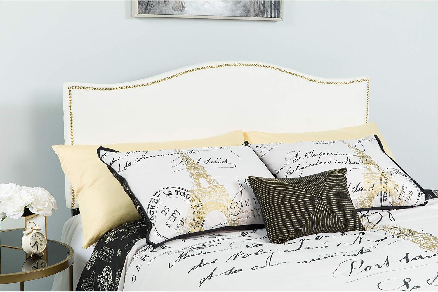 imageFlash Furniture Lexington Upholstered Twin Size Headboard with Accent Nail Trim in White FabricWhite
