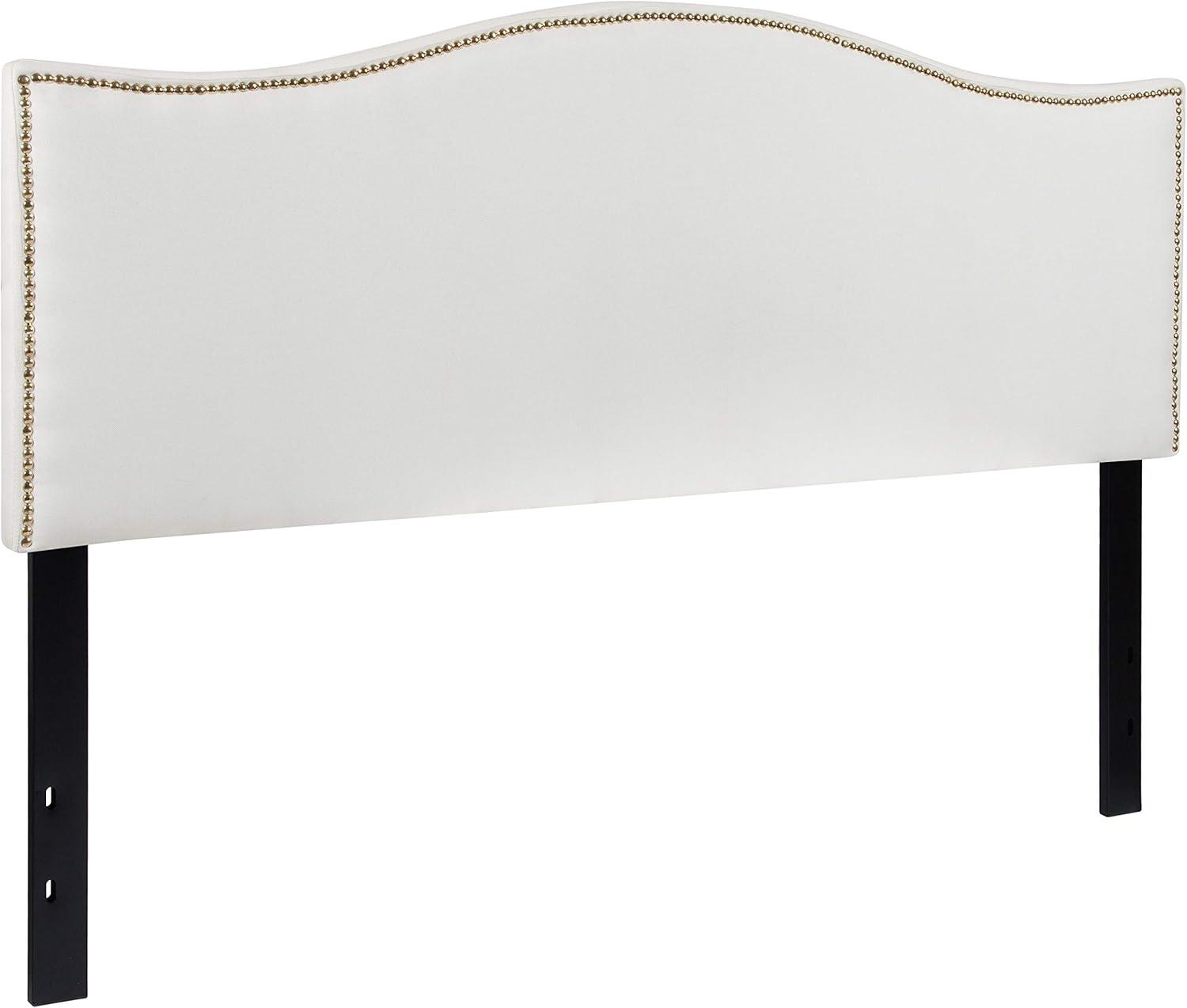 imageFlash Furniture Lexington Upholstered Twin Size Headboard with Accent Nail Trim in White FabricWhite