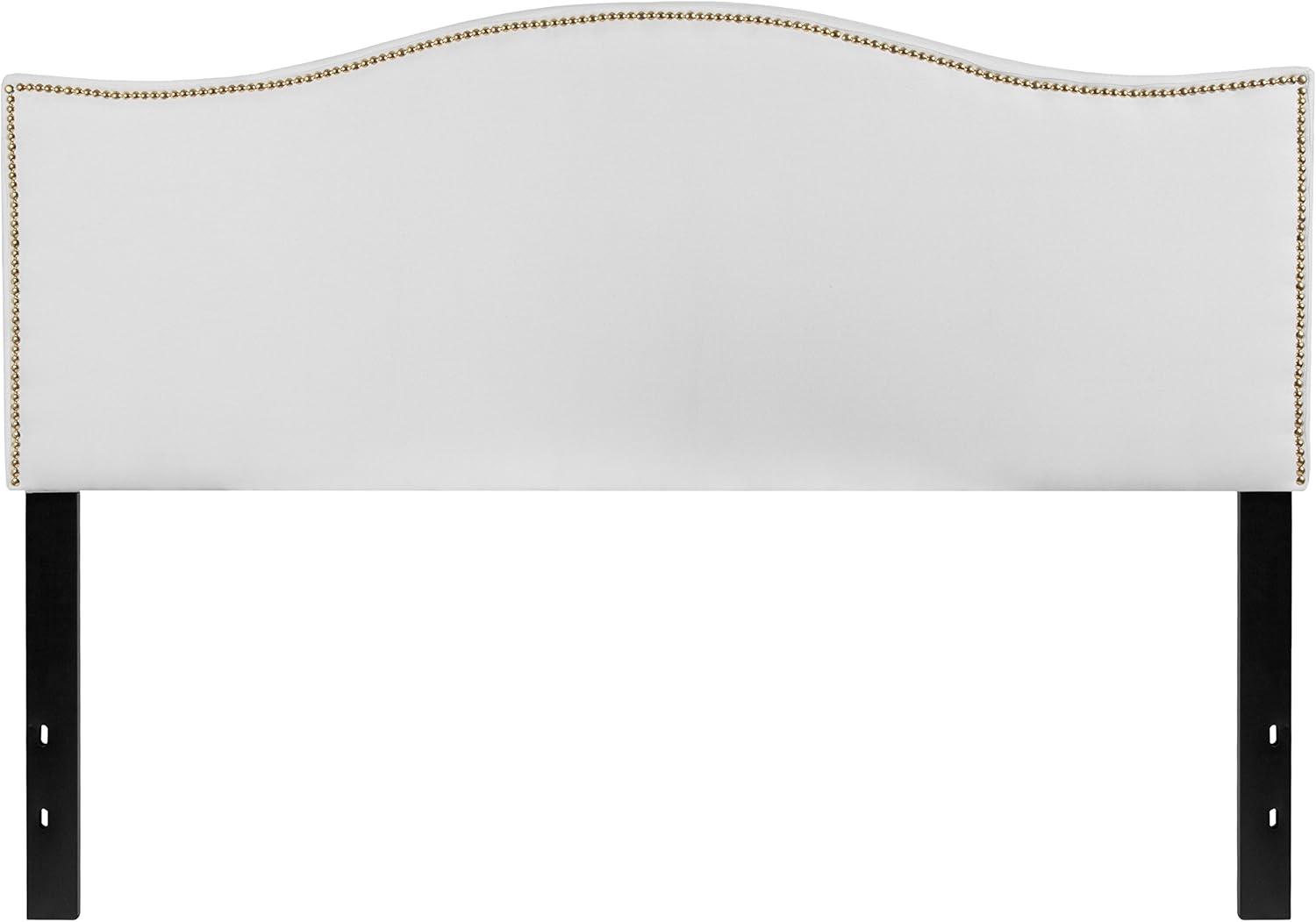 imageFlash Furniture Lexington Upholstered Twin Size Headboard with Accent Nail Trim in White FabricWhite