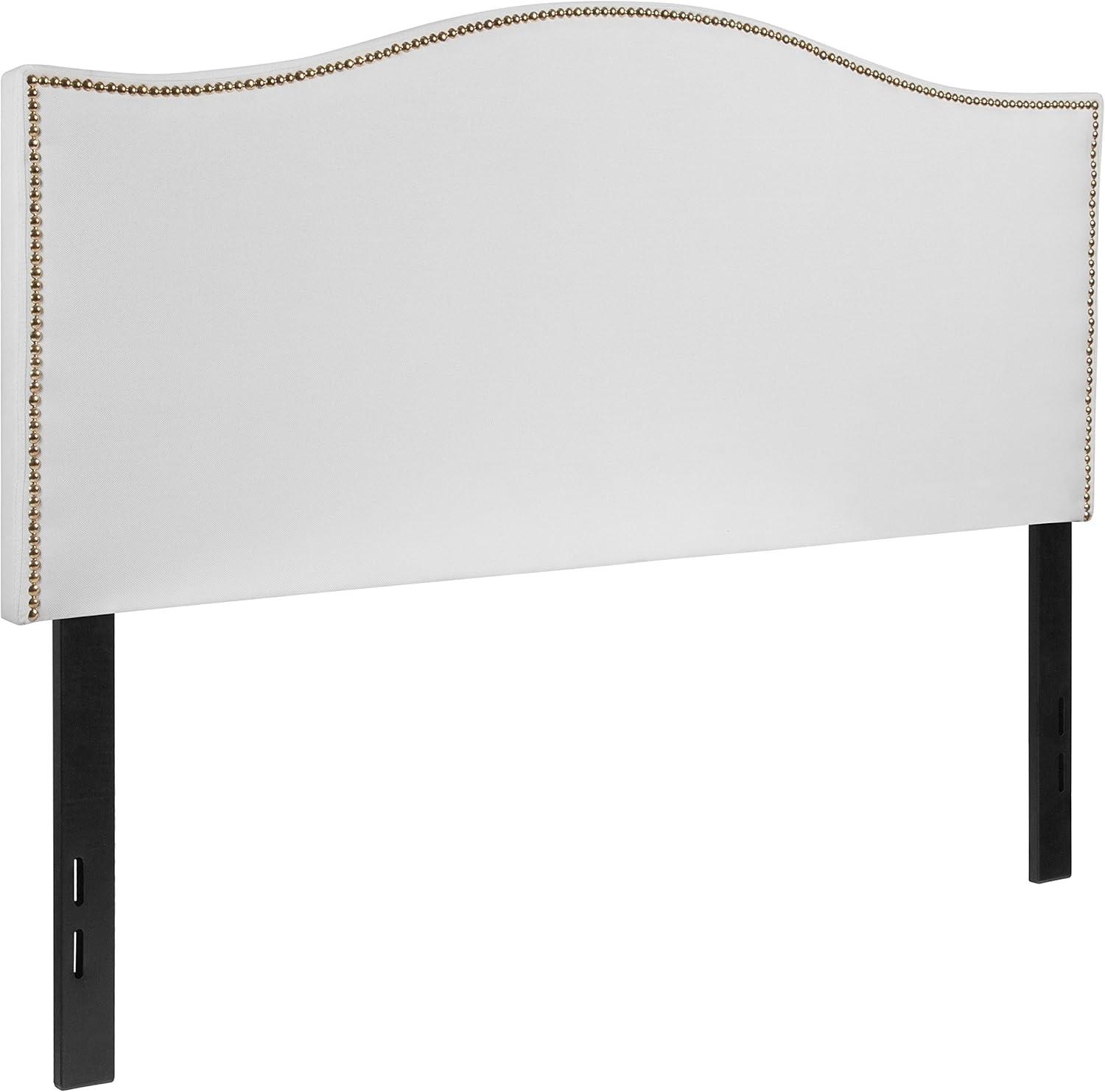 imageFlash Furniture Lexington Upholstered Twin Size Headboard with Accent Nail Trim in White FabricWhite