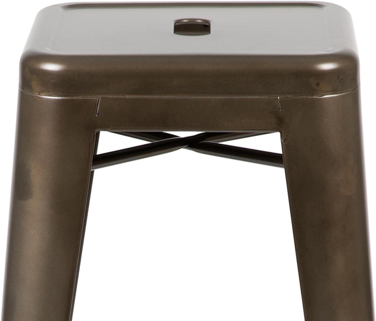 imageFlash Furniture Lily 30quot High Metal Indoor Bar Stool in Silver Stackable Set of 4Gun Metal