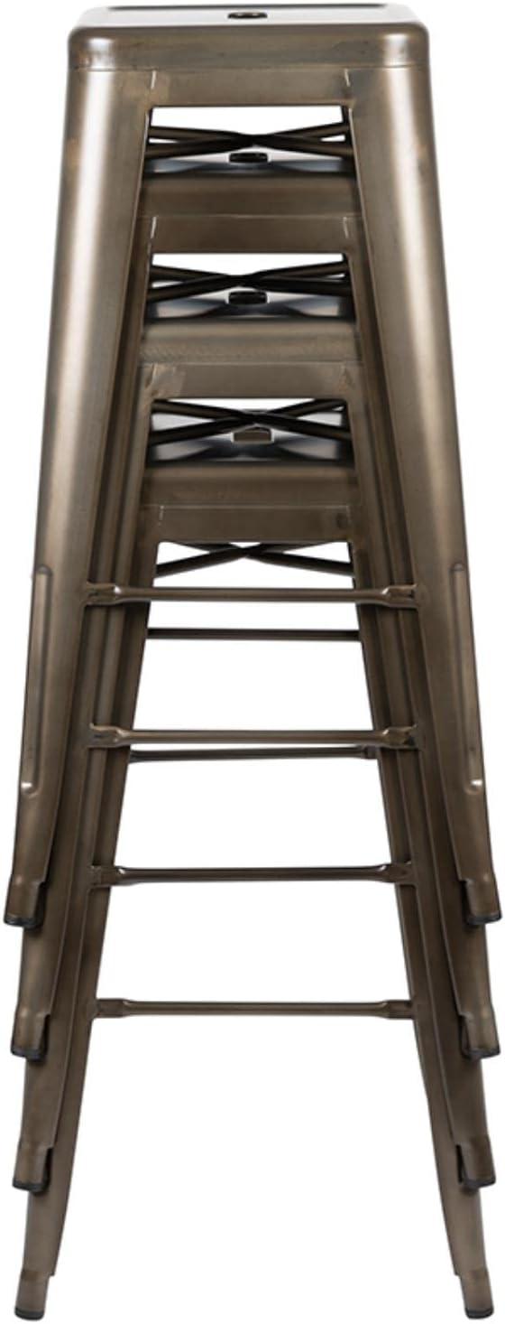 imageFlash Furniture Lily 30quot High Metal Indoor Bar Stool in Silver Stackable Set of 4Gun Metal