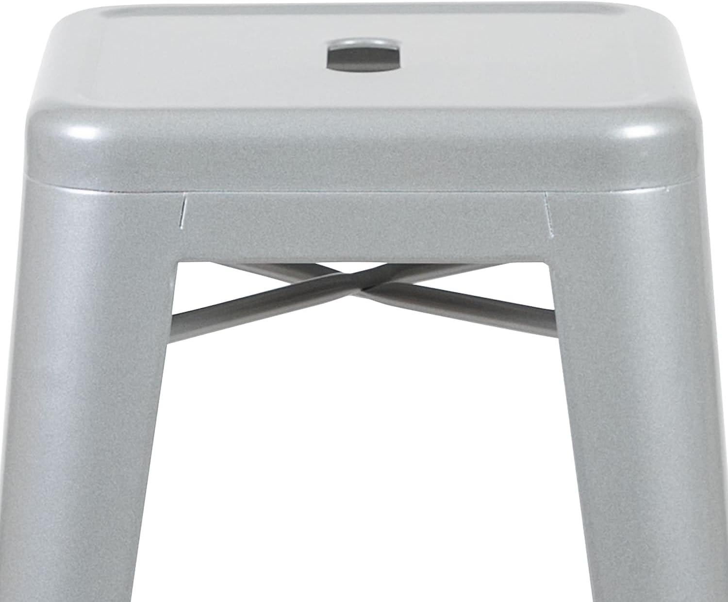 imageFlash Furniture Lily 30quot High Metal Indoor Bar Stool in Silver Stackable Set of 4Silver