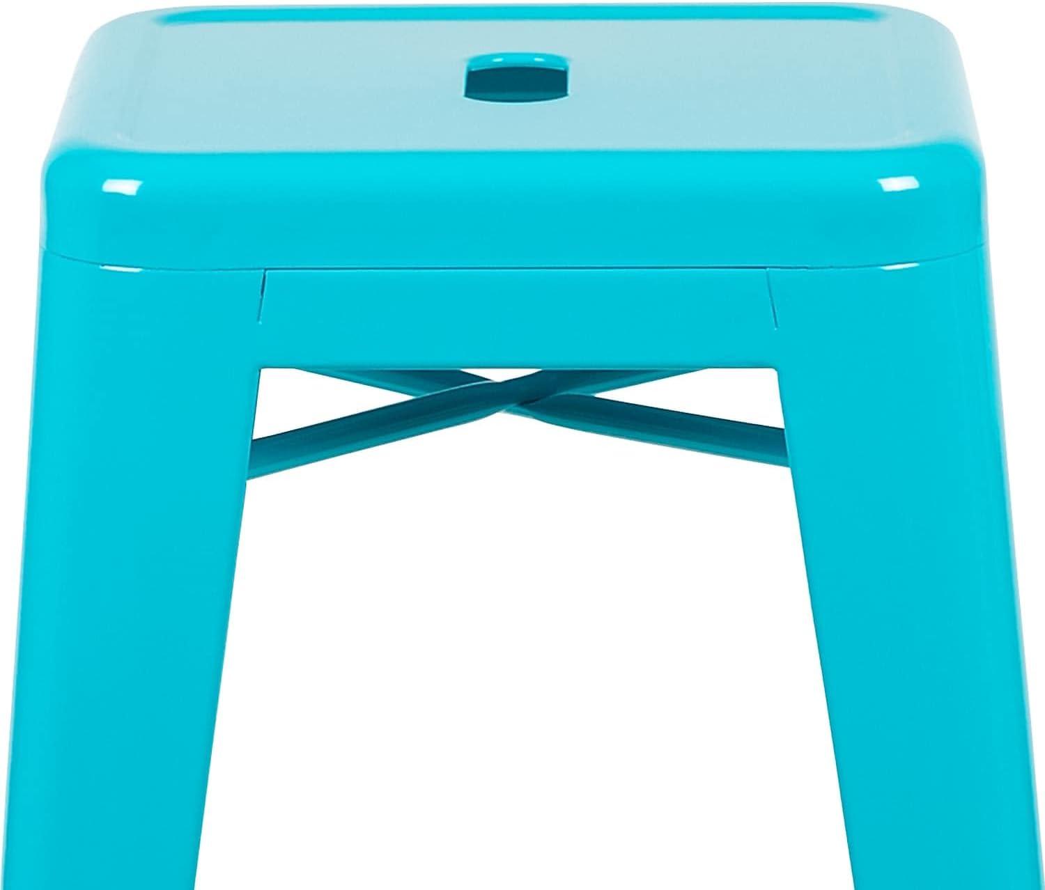 imageFlash Furniture Lily 30quot High Metal Indoor Bar Stool in Silver Stackable Set of 4Teal