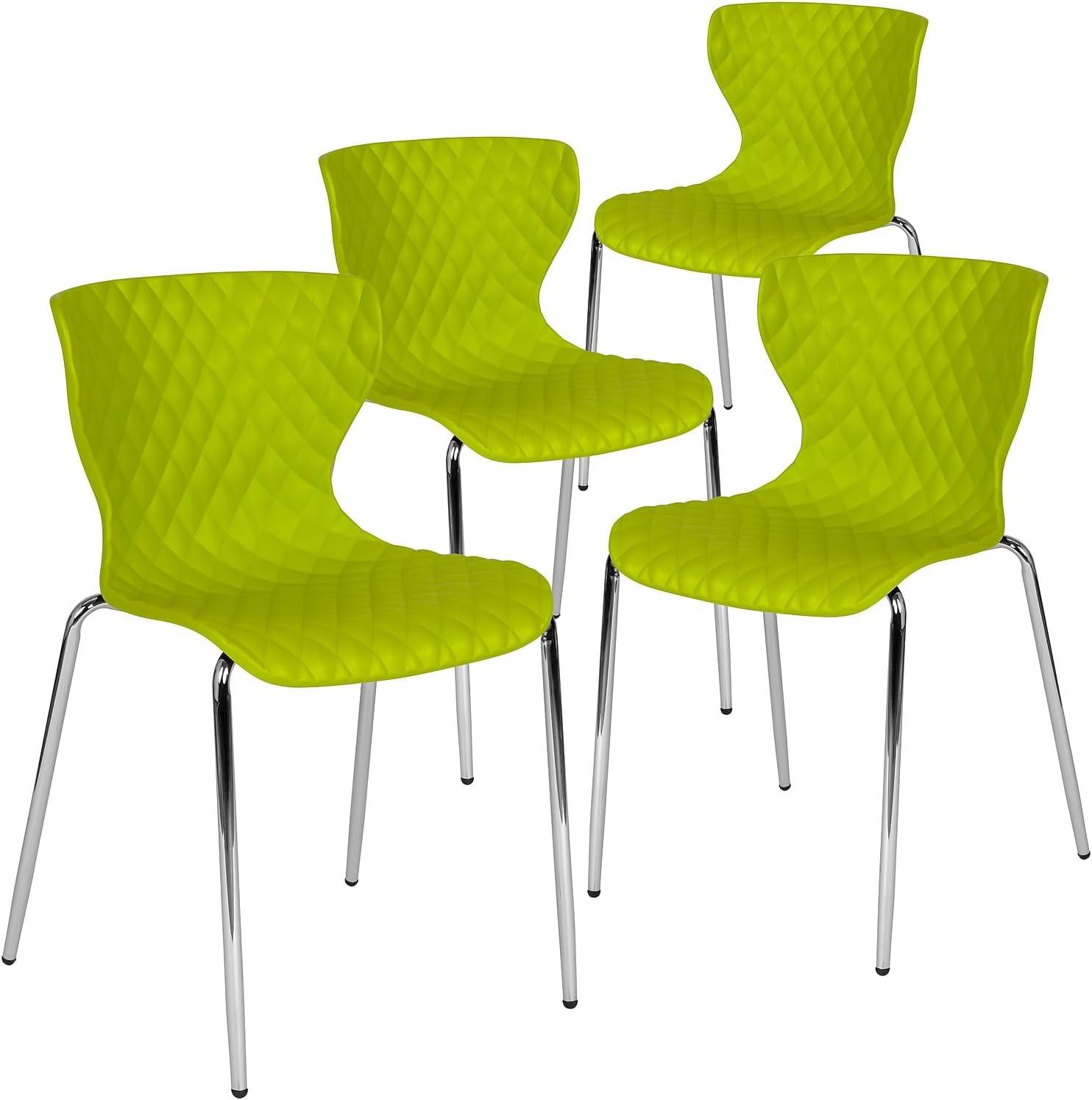 imageFlash Furniture Lowell Contemporary Design Citrus Green Plastic Stack ChairCitrus Green