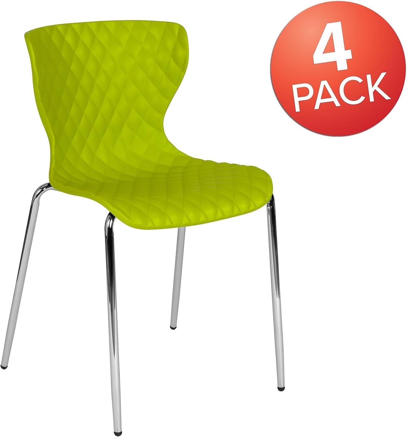 imageFlash Furniture Lowell Contemporary Design Citrus Green Plastic Stack ChairCitrus Green
